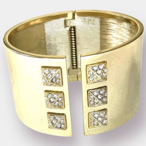 Gold Toned Spring Cuff with Rhinestones Victoria's Secret - Picture 1 of 4